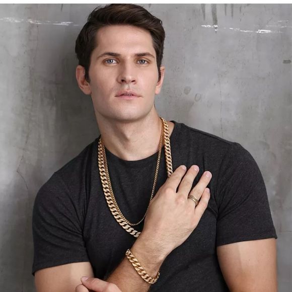 BRAND NEW 14K MENS MIAMI CUBAN CHAIN BRACELET SET - Picture 3 of 4